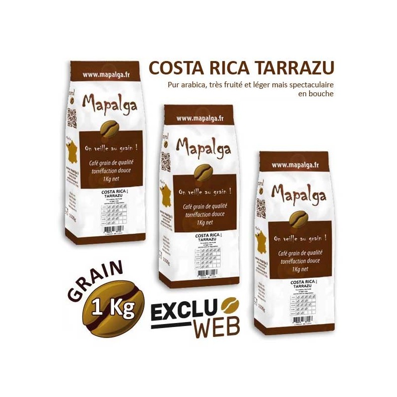 Pack x 3 Café grain COSTA RICA LOS SANTOS TARRAZU - 1 kg - MAPALGA Pack x 3 Café grain COSTA RICA LOS SANTOS TARRAZU - 1 kg - MAPALGA