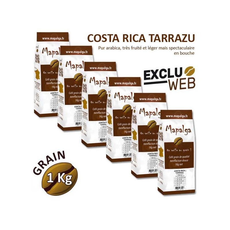 Pack x 6 Café grain COSTA RICA LOS SANTOS TARRAZU - 1 kg - MAPALGA Pack x 6 Café grain COSTA RICA LOS SANTOS TARRAZU - 1 kg - MAPALGA