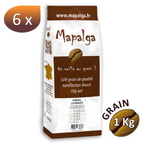 Pack x 6 Café grain BRÉSIL CERRADO - 1 kg - MAPALGA