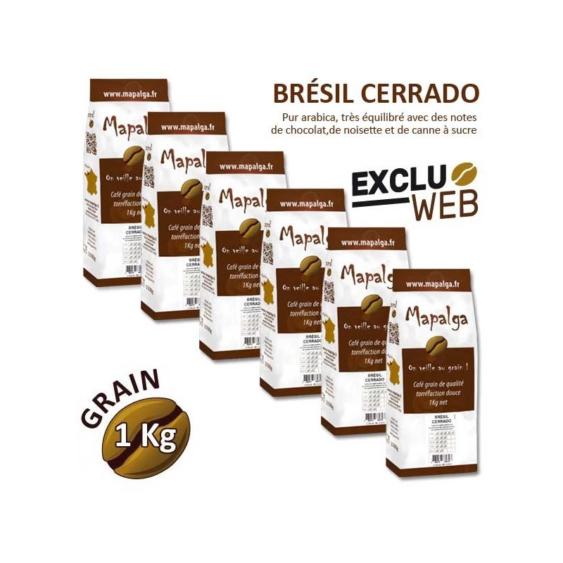 Pack x 6 Café grain BRÉSIL CERRADO - 1 kg - MAPALGA Pack x 6 Café grain BRÉSIL CERRADO - 1 kg - MAPALGA