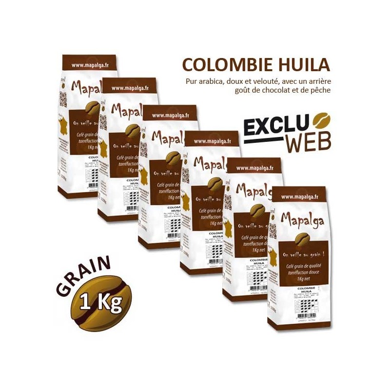 Pack x 6 Café grain COLOMBIE HUILA - 1 kg - MAPALGA Pack x 6 Café grain COLOMBIE HUILA - 1 kg - MAPALGA