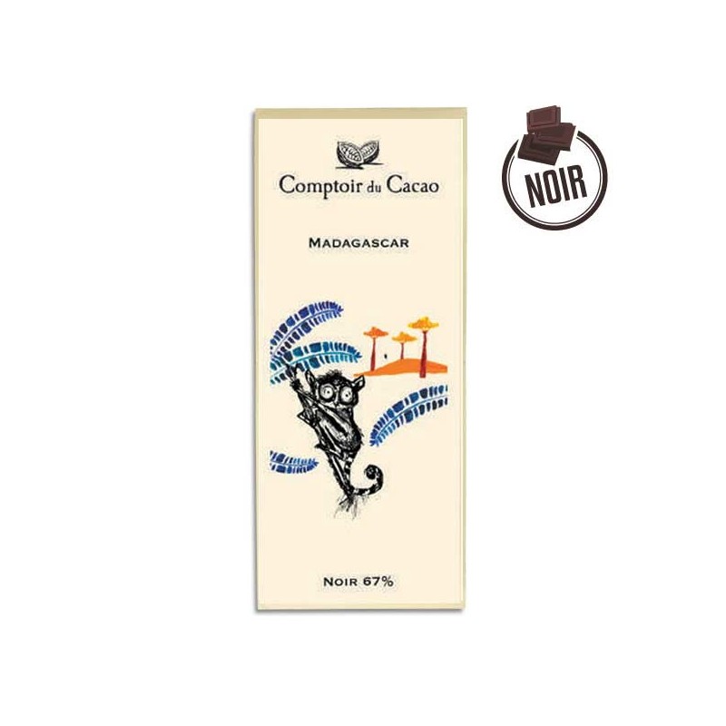 Tablette chocolat noir Origine Madagascar 67% - 80g - LE COMPTOIR DU CACAO Tablette chocolat noir Origine Madagascar 67% - 80g - LE COMPTOIR DU CACAO