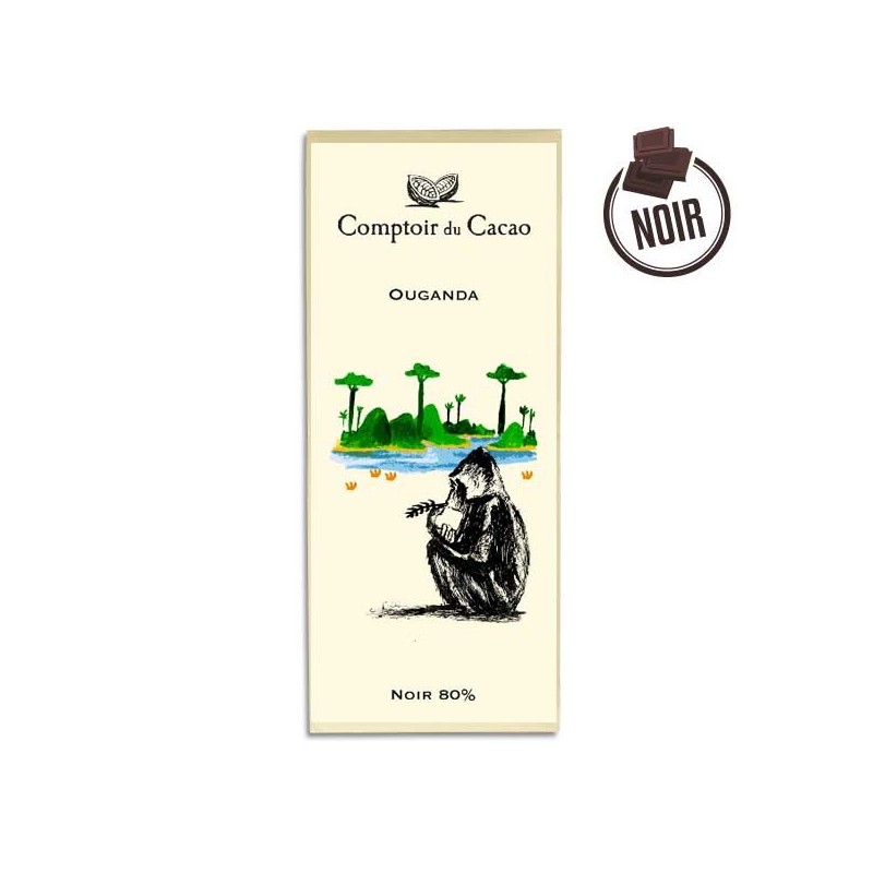 Tablette chocolat noir Origine Ouganda 80% - 80g - LE COMPTOIR DU CACAO Tablette chocolat noir Origine Ouganda 80% - 80g - LE COMPTOIR DU CACAO