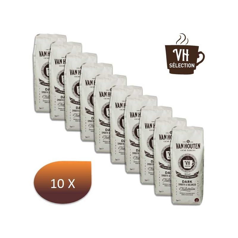 Pack x 10 Boisson au chocolat en poudre VAN HOUTEN VH Sélection 16% cacao - 1 kg Pack x 10 Boisson au chocolat en poudre VAN HOUTEN VH Sélection 16% cacao - 1 kg