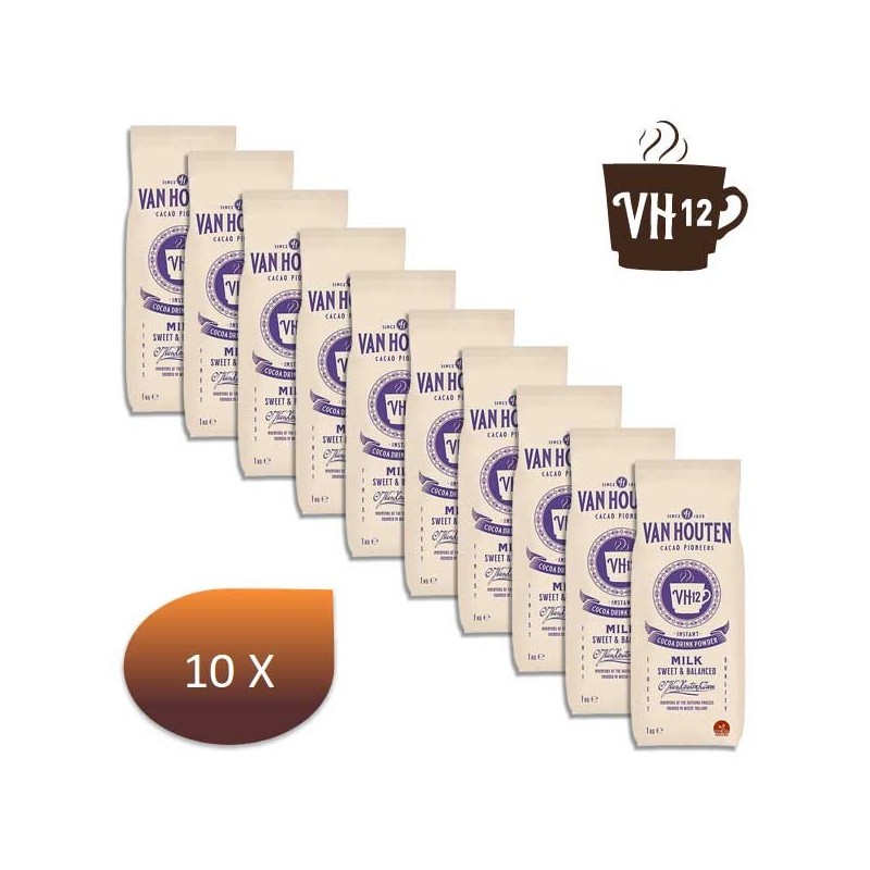 Pack x 10 Boisson au chocolat en poudre VAN HOUTEN VH12 - 1 kg Pack x 10 Boisson au chocolat en poudre VAN HOUTEN VH12 - 1 kg