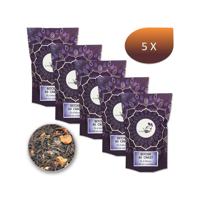 Pack x 5 Thé noir RETOUR AU CHALET LOMATEA VRAC 100g Pack x 5 Thé noir RETOUR AU CHALET LOMATEA VRAC 100g