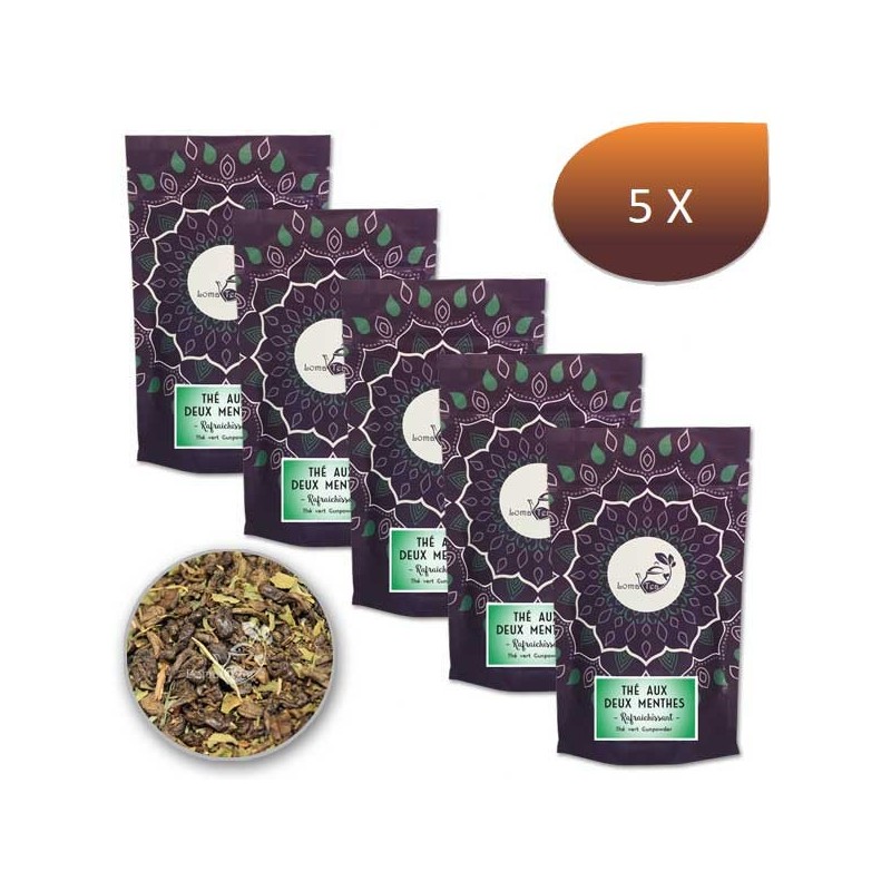 Pack x 5 Thé vert DEUX MENTHES LOMATEA VRAC 100g