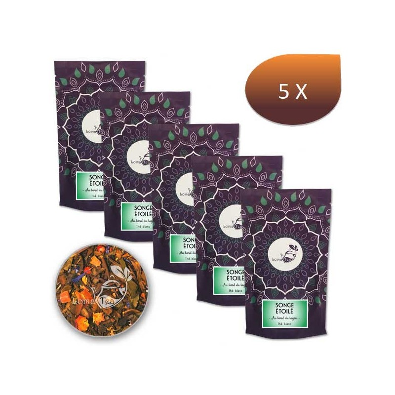 Pack x 5 Thé blanc SONGE ÉTOILÉ LOMATEA VRAC 100g Pack x 5 Thé blanc SONGE ÉTOILÉ LOMATEA VRAC 100g