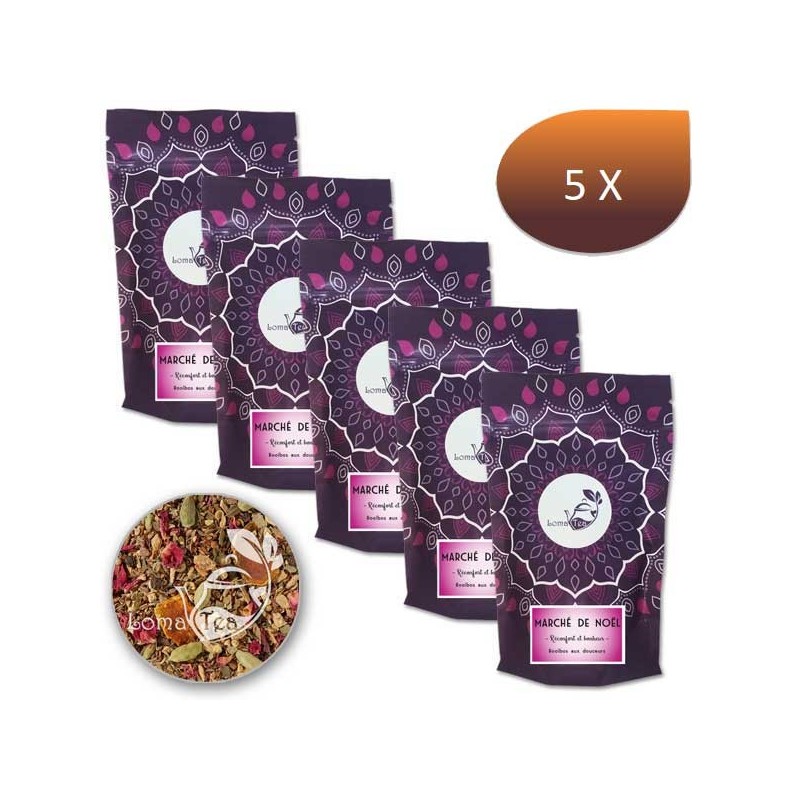 Pack x 5 Rooibos MARCHÉ DE NOËL LOMATEA VRAC 100g Pack x 5 Rooibos MARCHÉ DE NOËL LOMATEA VRAC 100g