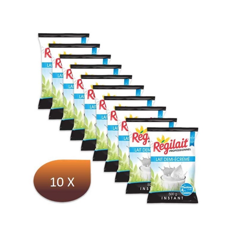 Pack x 10 Lait demi-ecrémé Régilait pour Distributeur Automatique - 500 gr Pack x 10 Lait demi-ecrémé Régilait pour Distributeur Automatique - 500 gr