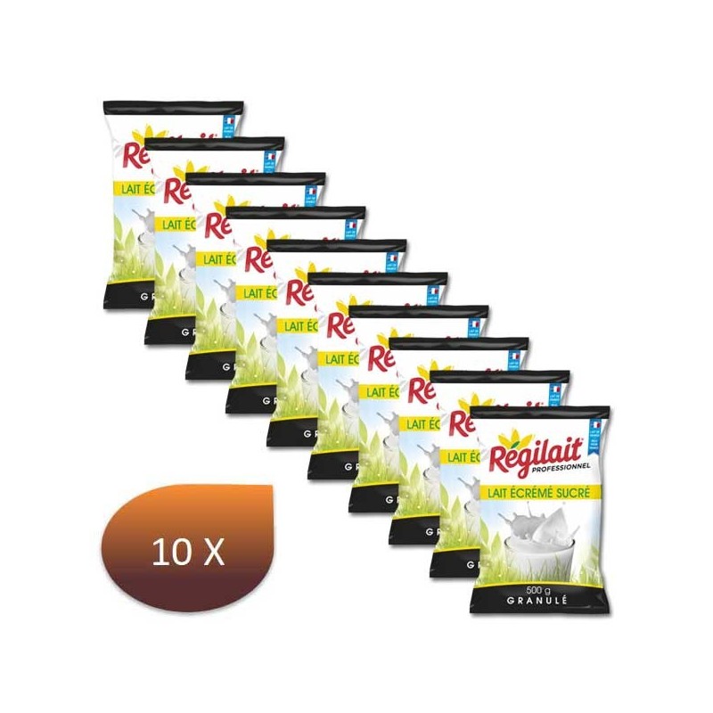 Pack x 10 Lait écremé sucré Régilait pour Distributeur Automatique - 500g Pack x 10 Lait écremé sucré Régilait pour Distributeur Automatique - 500g