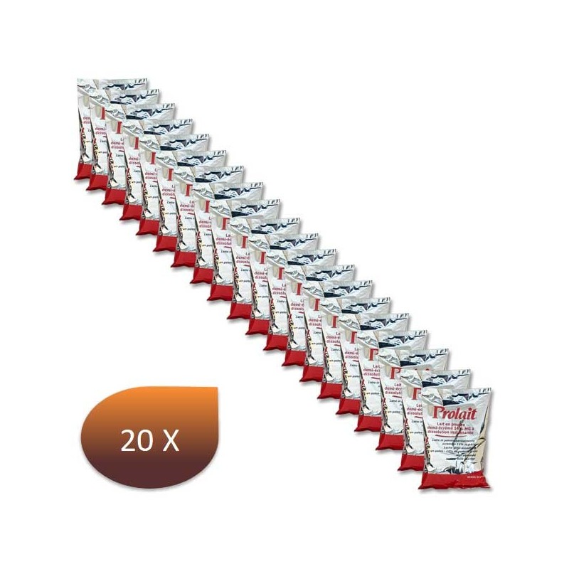 Pack x 20 Lait en poudre demi-écrémé 500g - PROLAIT Pack x 20 Lait en poudre demi-écrémé 500g - PROLAIT
