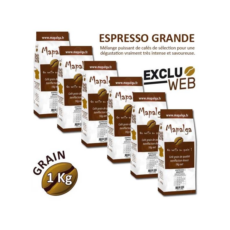 Pack x 6 Café grain ESPRESSO GRANDE - 1 kg - MAPALGA Pack x 6 Café grain ESPRESSO GRANDE - 1 kg - MAPALGA