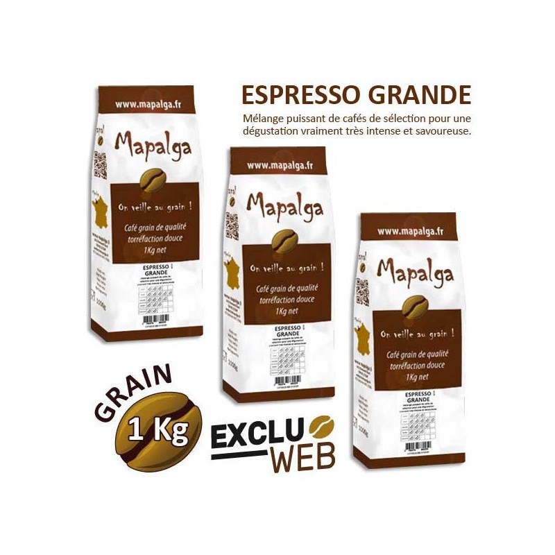 Pack x 3 Café grain ESPRESSO GRANDE - 1 kg - MAPALGA Pack x 3 Café grain ESPRESSO GRANDE - 1 kg - MAPALGA