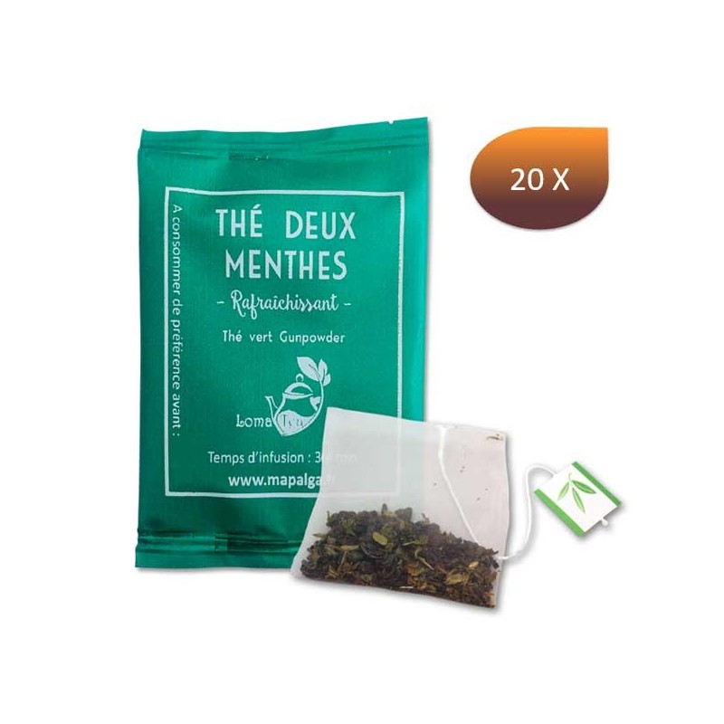 Thé vert deux menthes LOMATEA x 20 infusettes individuelles Thé vert deux menthes LOMATEA x 20 infusettes individuelles