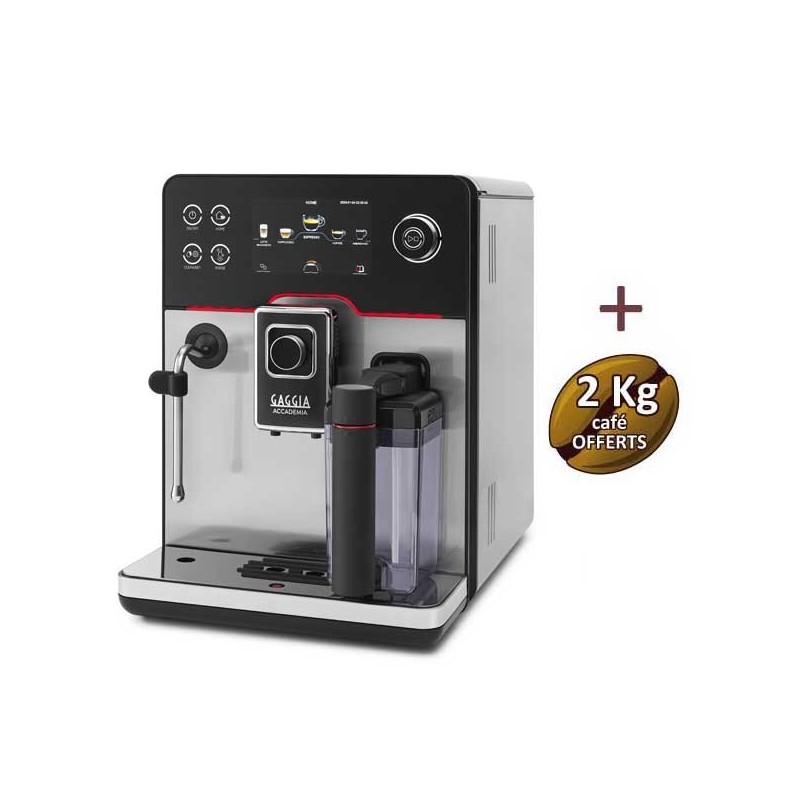 Machine à café automatique ACCADEMIA STAINLESS STEEL RI9782/01 - GAGGIA + 2 Kg de café OFFERTS Machine à café automatique ACCADEMIA STAINLESS STEEL RI9782/01 - GAGGIA + 2 Kg de café OFFERTS
