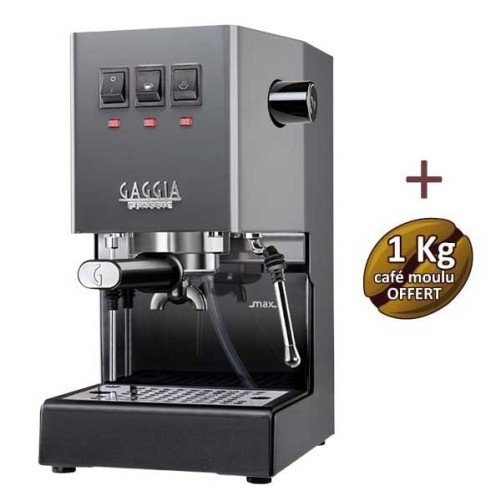 Machine à café espresso CLASSIC E24 INDUSTRIAL GREY GAGGIA RI9481/16 + 1 Kg de café moulu OFFERT