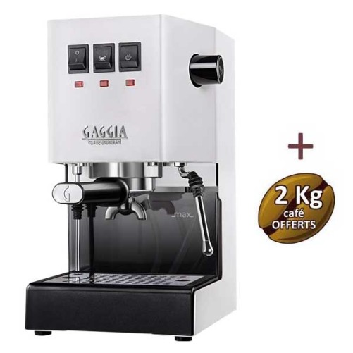 Machine à café espresso CLASSIC E24 POLAR WHITE GAGGIA RI9481/13 + 1 Kg de café moulu OFFERT