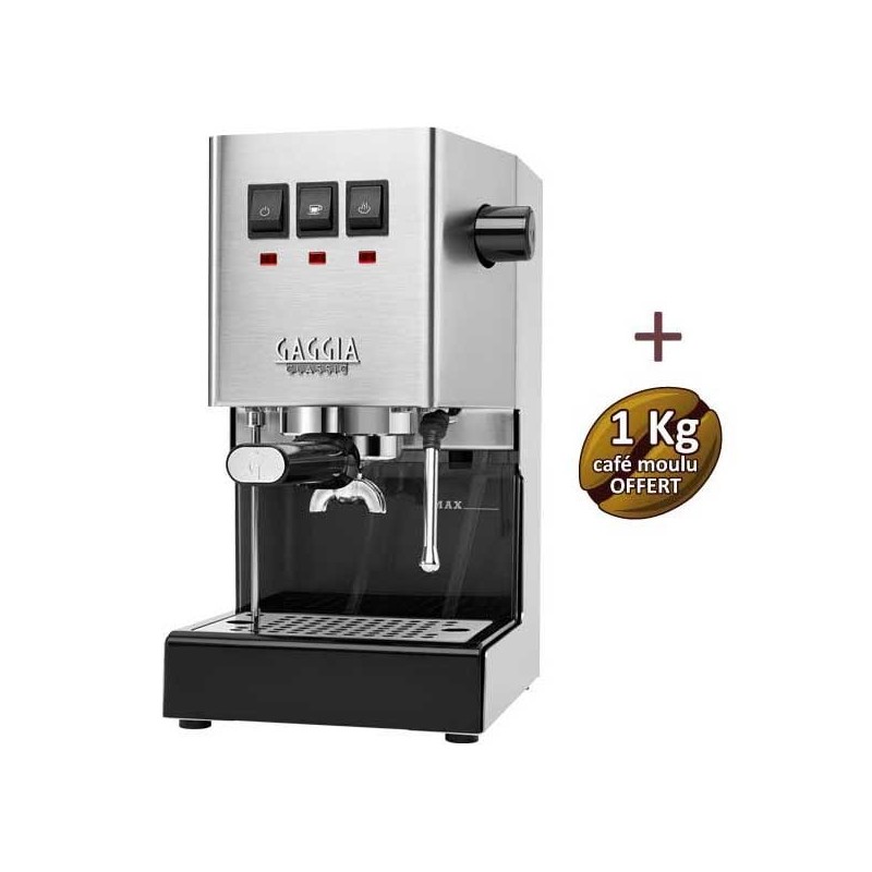 Machine à café espresso CLASSIC E24 INOX GAGGIA RI9481/11 + 1 Kg de café moulu OFFERT Machine à café espresso CLASSIC E24 INOX GAGGIA RI9481/11 + 1 Kg de café moulu OFFERT