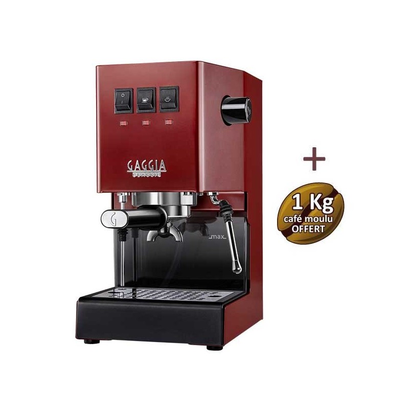 Machine à café espresso CLASSIC E24 CHERRY RED GAGGIA RI9481/12 + 1 Kg de café moulu OFFERT Machine à café espresso CLASSIC E24 CHERRY RED GAGGIA RI9481/12 + 1 Kg de café moulu OFFERT