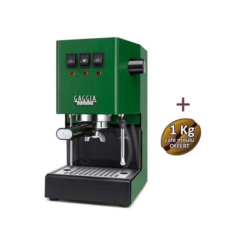 Machine à café espresso CLASSIC E24 JUNGLE GREEN GAGGIA RI9481/17 + 1 Kg de café moulu OFFERT Machine à café espresso CLASSIC E24 JUNGLE GREEN GAGGIA RI9481/17 + 1 Kg de café moulu OFFERT