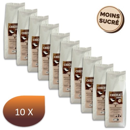 Pack x 10 Chocolat chaud instantané moins sucré - 1 Kg - MAPALGA