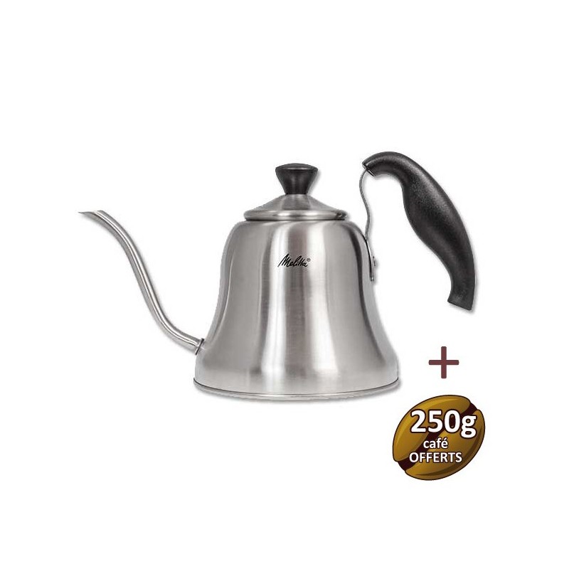 Chaleira manual todas as luzes de aço inoxidável Melitta 6761026 + 250g de café moído oferecido Chaleira manual todas as luzes de aço inoxidável Melitta 6761026 + 250g de café moído oferecido